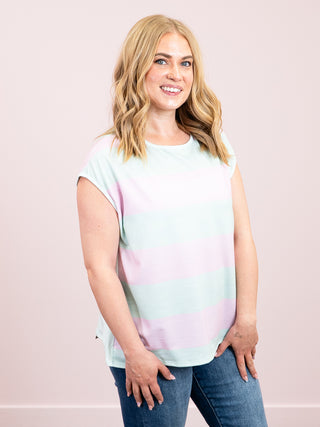 *NEW* Violet Short Sleeve Colour Block Top | Blush & Mint