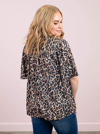 *NEW* Purr-suasion Flutter Sleeve Top | Taupe & Black