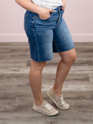 *NEW* Risen | High Waist Bermuda Shorts | Dark Wash | Preston