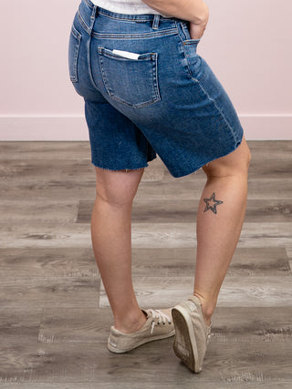 *NEW* Risen | High Waist Bermuda Shorts | Dark Wash | Preston