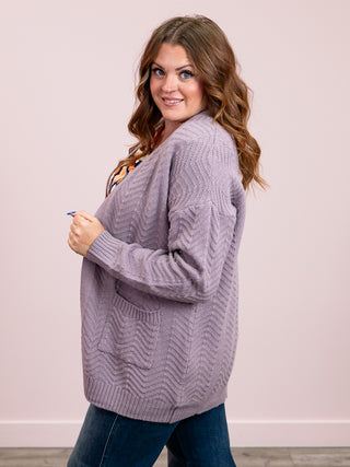 Billie Open Knit Cardigan | Dusty Purple