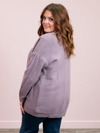 Billie Open Knit Cardigan | Dusty Purple