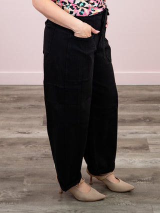 *NEW* Risen | High Waist Crop Barrel Pants | Black | Garrett