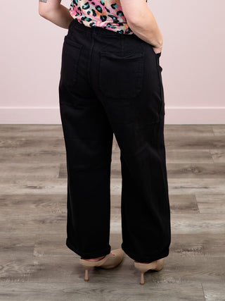 *NEW* Risen | High Waist Crop Barrel Pants | Black | Garrett