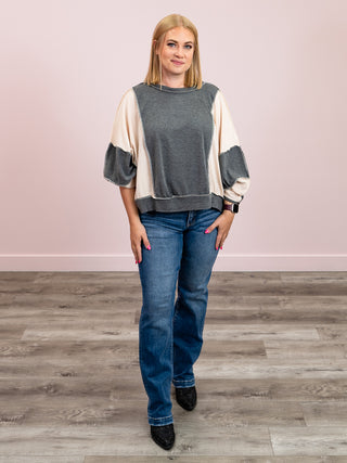 Lakelyn Colourblock Sweater | Charcoal