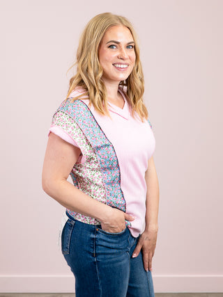 *NEW* Cloud Drift V-Neck Ribbed Top | Pink