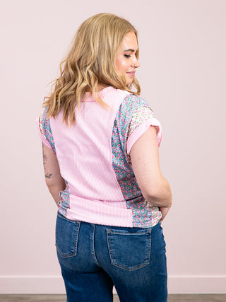 *NEW* Cloud Drift V-Neck Ribbed Top | Pink