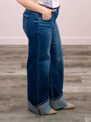 *NEW* Risen | High Waist Ankle Wide Jeans | Dark Wash | Alamo