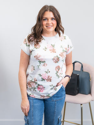 Nora Floral Tee | Ivory Multi Floral