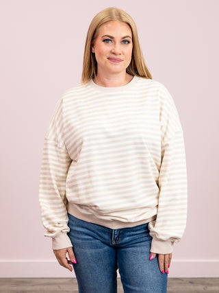 Amberly Striped Pullover | Beige