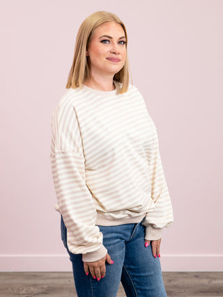 Amberly Striped Pullover | Beige
