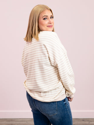 Amberly Striped Pullover | Beige