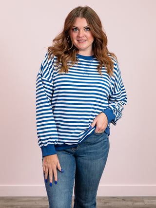 Amberly Striped Pullover | Blue