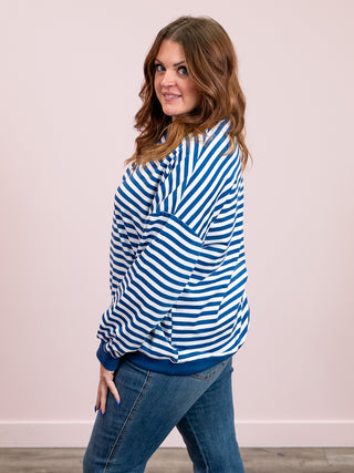 Amberly Striped Pullover | Blue