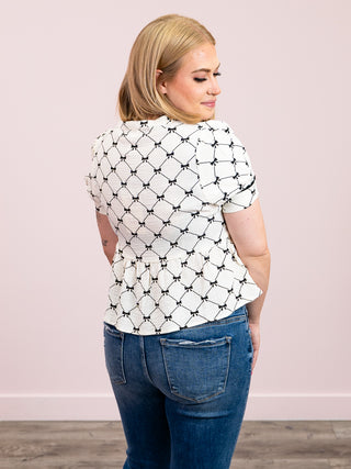 Sweet Ribbon Peplum Top | Cream