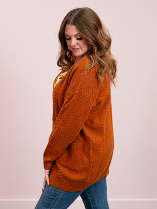 Billie Open Knit Cardigan | Rust