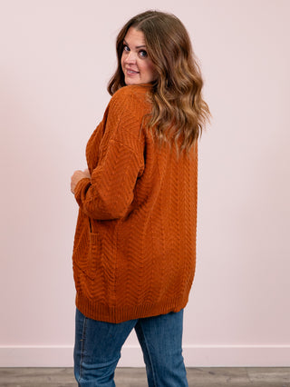 Billie Open Knit Cardigan | Rust