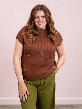 Sabine Short Sleeve Sweater | Caramel