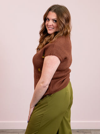 Sabine Short Sleeve Sweater | Caramel