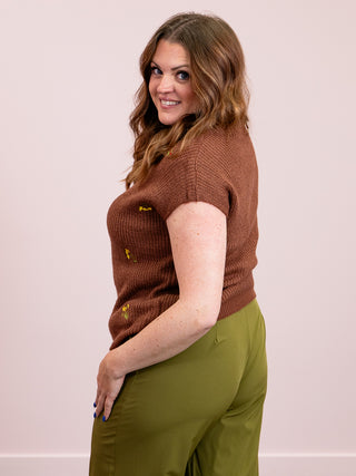 Sabine Short Sleeve Sweater | Caramel
