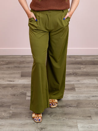 Helena Wide Leg Pants | Olive