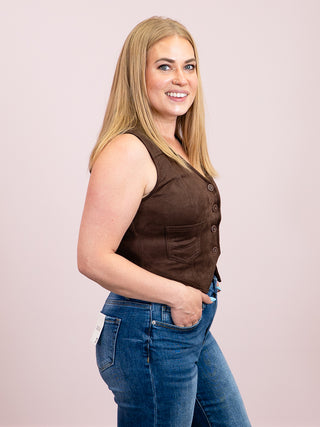 *NEW* Desert Flair V-Neck Vest | Brown