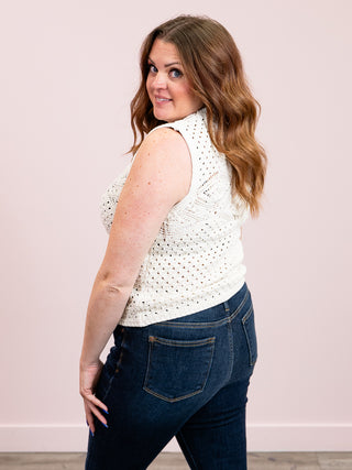 DEX | Quite Nice Patterned Pointelle Top | Ecru