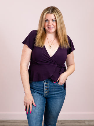*NEW* Elyssa Wrap Blouse | Eggplant