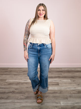 *NEW* Soft Spoken Smocked Tank | Light Khaki