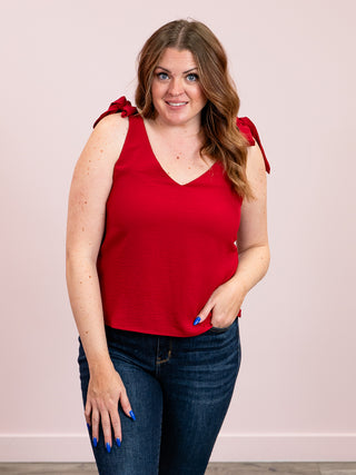 Kendall Tie Strap Tank | Burgundy