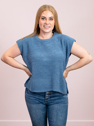 *NEW* Amber-Lynn Sweater Vest | Dusty Blue