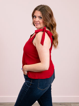 Kendall Tie Strap Tank | Burgundy