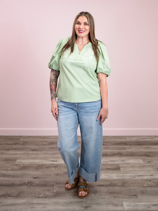 *NEW* The Keepsake Embroidered Blouse | Sage