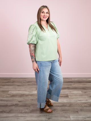 *NEW* The Keepsake Embroidered Blouse | Sage