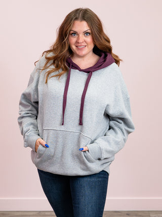 Mesa DualTone Fleece Hoodie | Heather Grey & Dark Plum