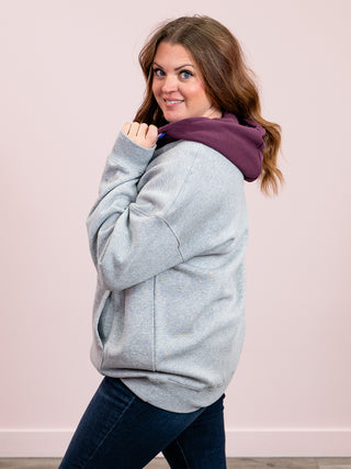 Mesa DualTone Fleece Hoodie | Heather Grey & Dark Plum