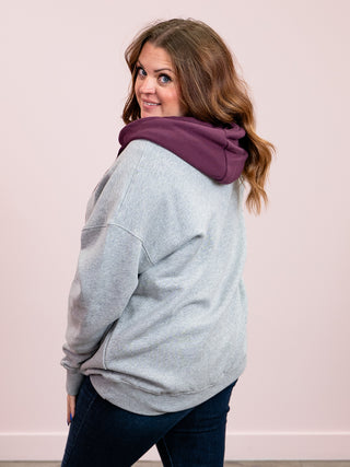 Mesa DualTone Fleece Hoodie | Heather Grey & Dark Plum