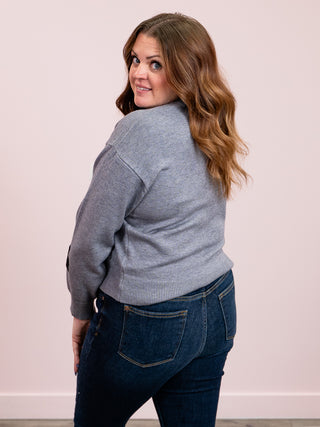 Elora Floral Sweater | Heather Gray & Black