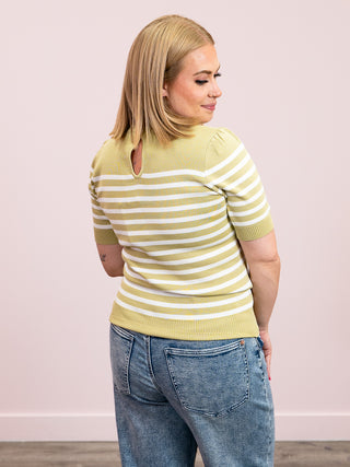 Monroe Striped Puff Sleeve Top | Pistachio