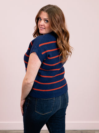 Sonia Striped Sweater Top | Navy