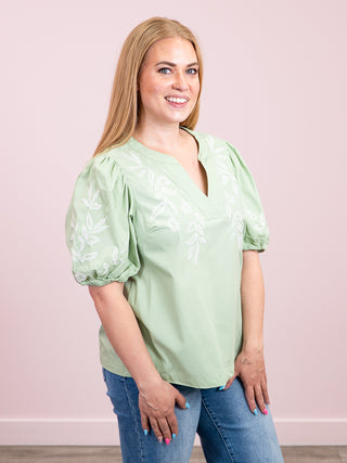*NEW* The Keepsake Embroidered Blouse | Sage