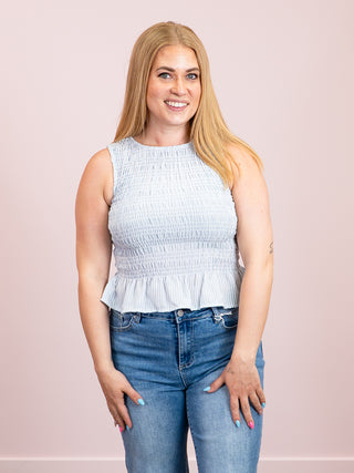 *NEW* Soft Spoken Smocked Tank | Light Blue