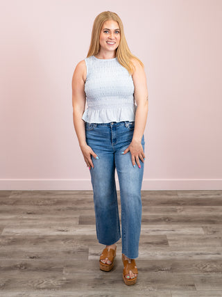 *NEW* Soft Spoken Smocked Tank | Light Blue