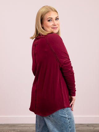 *WAREHOUSE FIND* Hallee Long Sleeve Top | Cabernet