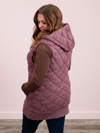 Covey Oversized Quilted Hooded Vest | Rose Taupe