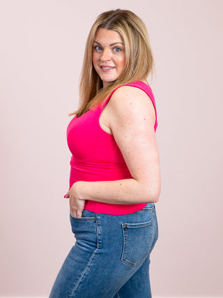 *NEW* Alara Layered Tank Top | Hot Pink