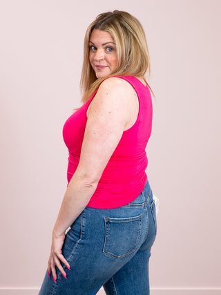 *NEW* Alara Layered Tank Top | Hot Pink