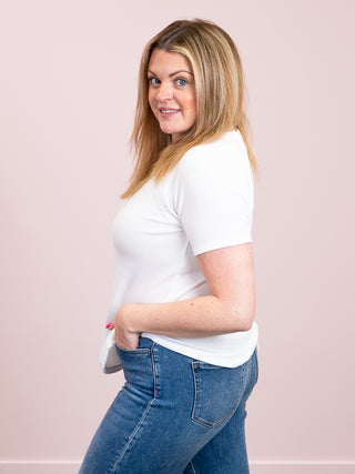 *NEW* Nori Short Sleeve Waffle Top | White