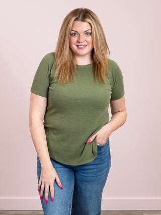 *NEW* Nori Short Sleeve Waffle Top | Light Olive