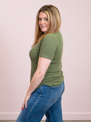 *NEW* Nori Short Sleeve Waffle Top | Light Olive